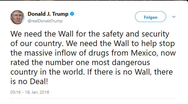 Tweet von Trump zur Mauer Was bedeutet der Shutdown für die Börsen