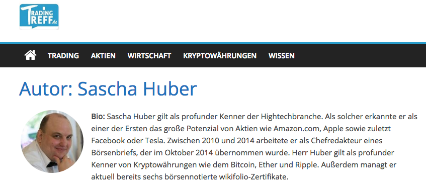 Profil Sascha Huber auf Trading-Treff
