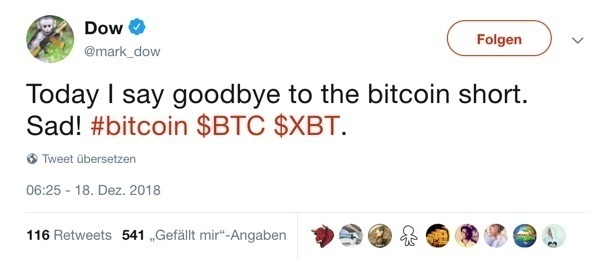 Tweet Mark Dow zu Bitcoin
